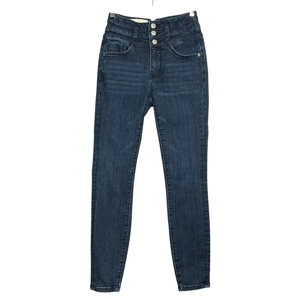 Pilcro High Rise Skinny Jeans Size 26 Dark Wash Stretch Denim Button Fly
